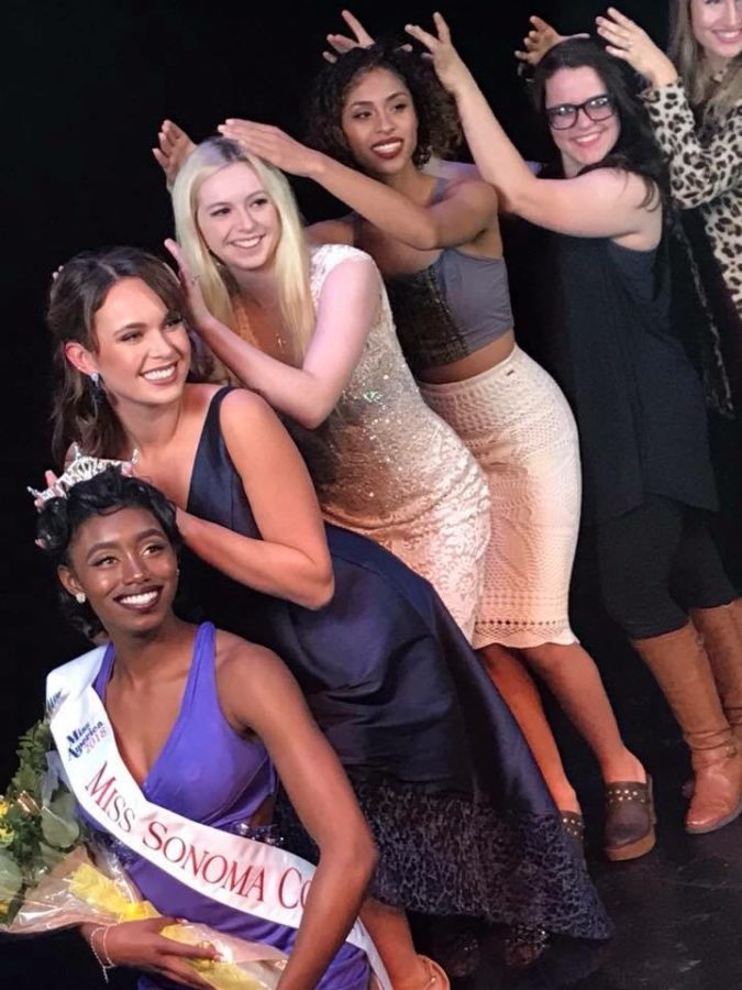 SRJC student Tyler-Avery Lewis (front) won the crown of Miss Sonoma County on March 4.
