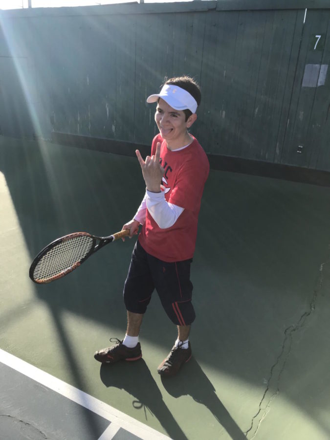 First-year Andres Jojoa-Ortega captures the SRJC spirit during a tournament in Modesto. 