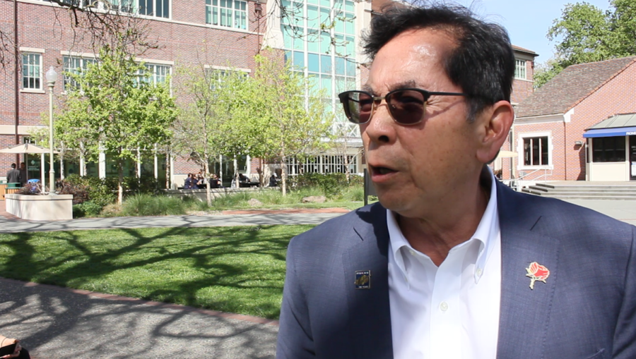 President Frank Chong speaks to The Oak Leaf Student Media during a video interview about student reactions to the sudden summer cuts. Photo by staff writers. 