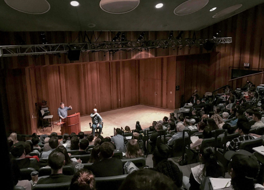 Time Wise, author of "White Lies Matter: Race, Crime and the Politics of Fear in America" speaks to SRJC attendees about the state of racism in America. Photo by Adeira Sherpa.
