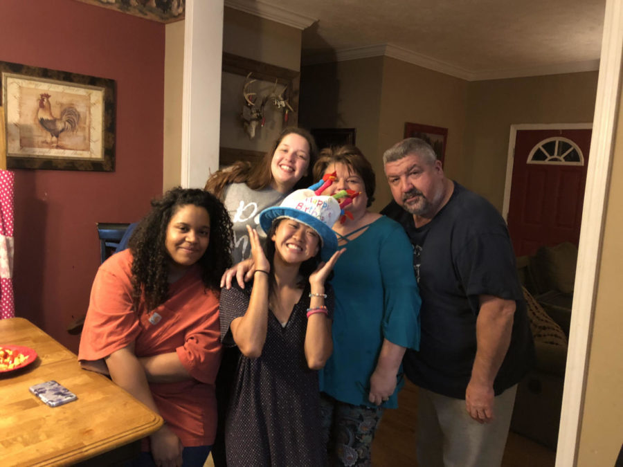 Yanise Ho celebrates one month on the road with a host family in Newington, Gerogia.