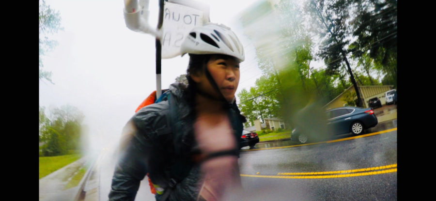 Bad weather doesnt deter Yanise Ho in her blading journey across the country.