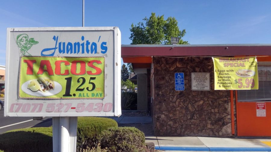 Juanitas offers killer salsas and delicious budget tacos with a location easily accessed by SRJC students.