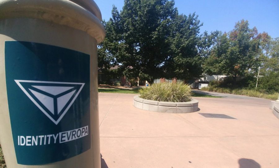 Identity Evropa stickers at SRJC's Santa Rosa campus.