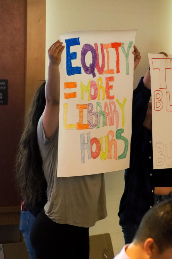 Student protest during the Board of Trustees.