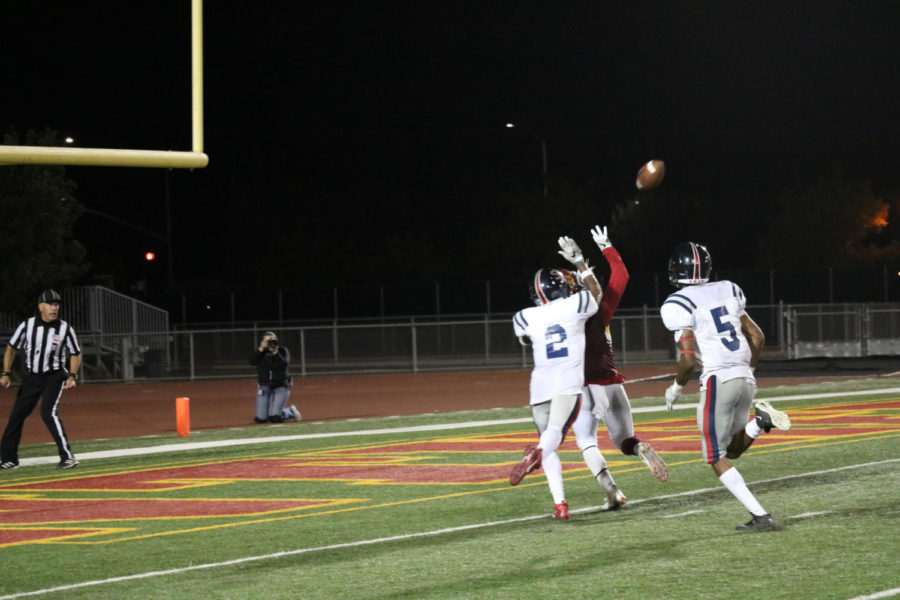 Santa Rosa Junior College defensive back makes a play on the ball.