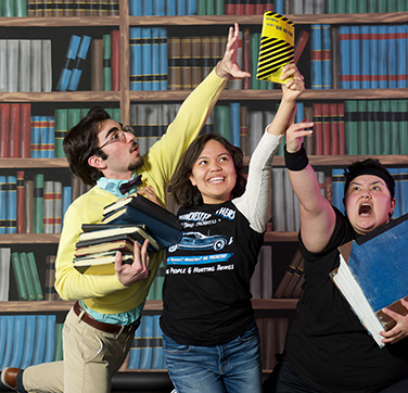 SRJC theatre arts students Jasmine Flores-Nunez, Christopher Shayota, and Alexx Valdez star in director Reed Martin's "All the Great Books."