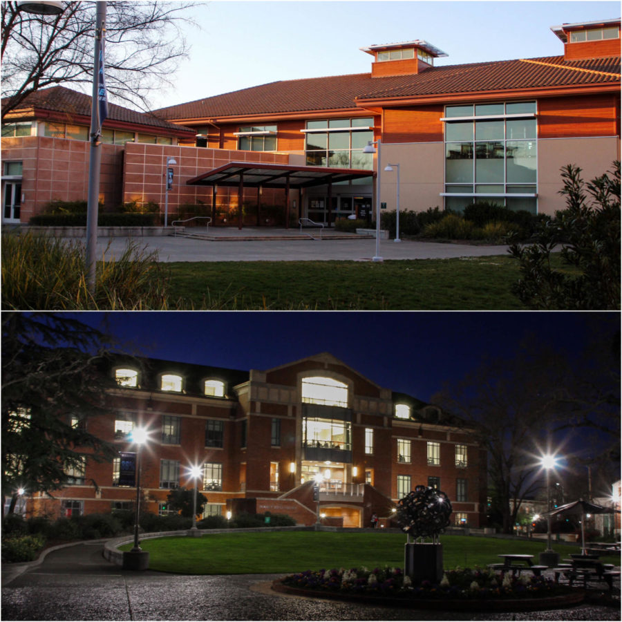 Mahoney (top) and Doyle (bottom) libraries are two buildings at Santa Rosa Junior College that offer students individual and group work spaces.