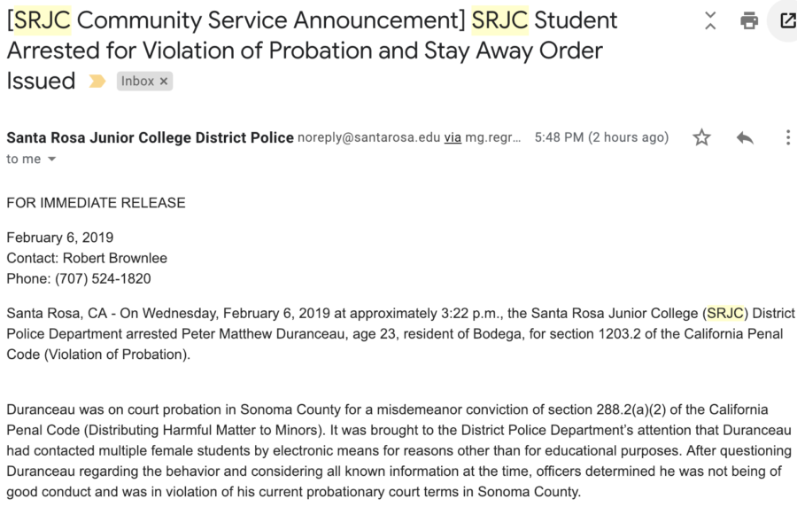 SJRC police arrested a former student for harassing female students in online classes.