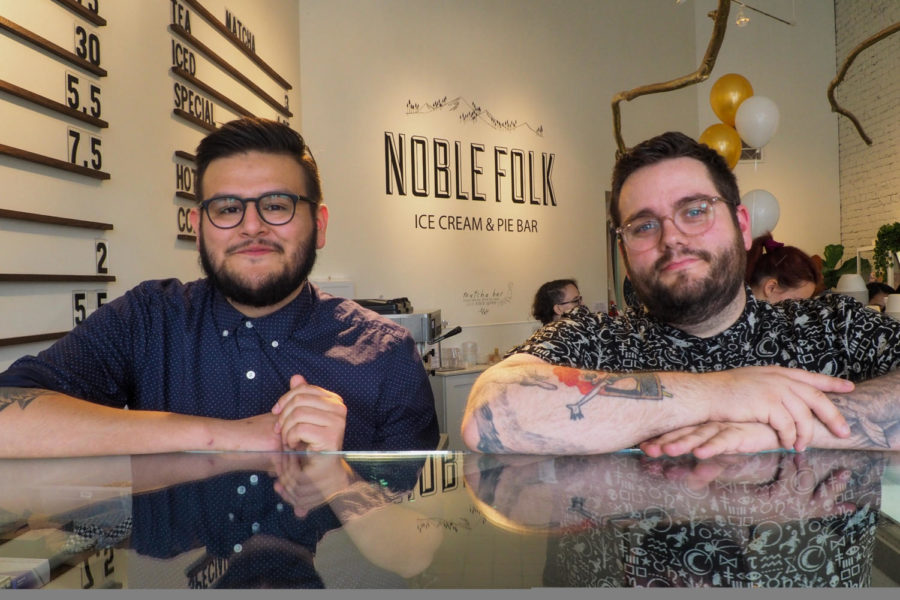 Ozzy Jimenez (left) and Christian Sullberg (right), co-owners of Moustache Baked Goods, Pastry Annex and two Noble Folk locations, opened the newest Noble Folk in downtown area Santa Rosa.