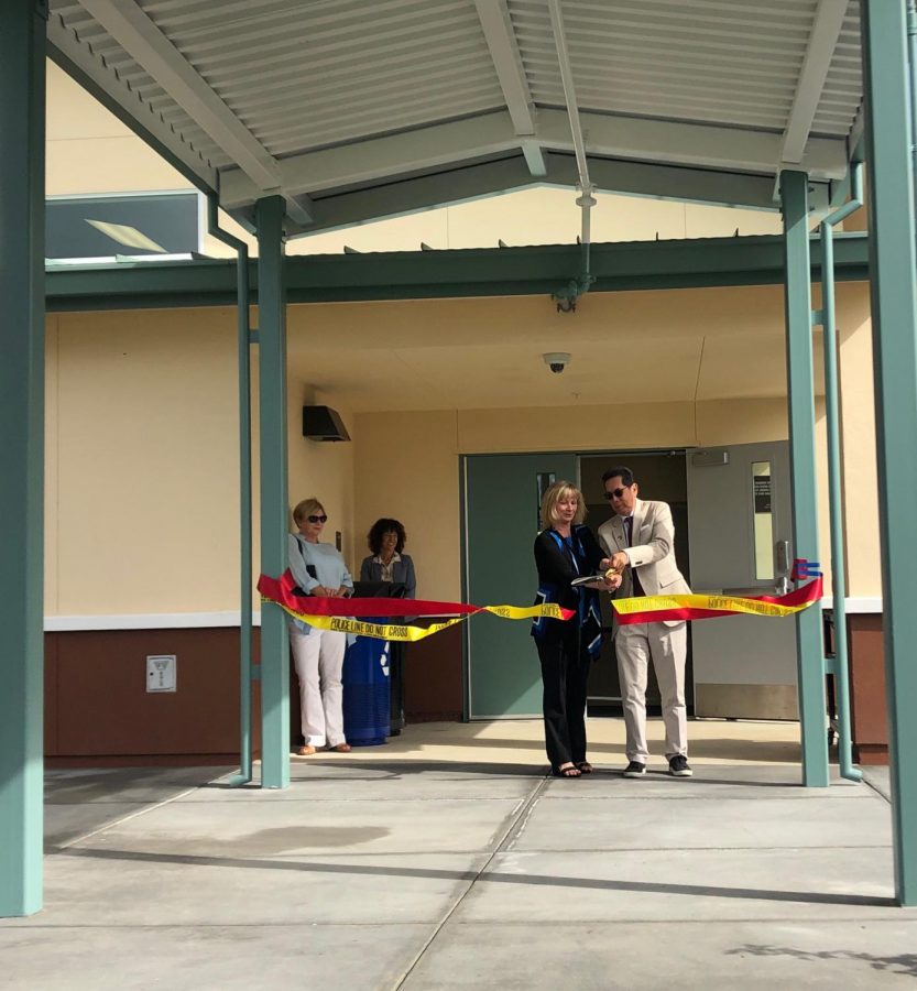 SRJC Dean of Public Safety April Chapman and President Frank Chong unveil Public Service Training Center on Windsor Calif. Aug 29, 2019. This building part of many other projects with help from the Measure H program.