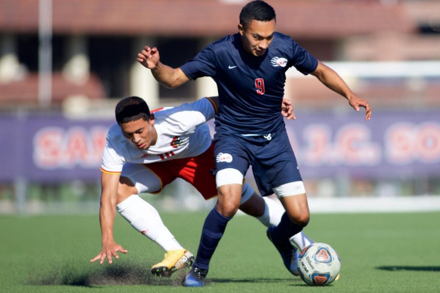 SRJC forward Carlos Lemus attacks on offense during the Bear Cubs game versus Skyline College Sept. 13. The Bear Cubs won 5-2, improving to 4-1 on the season. 