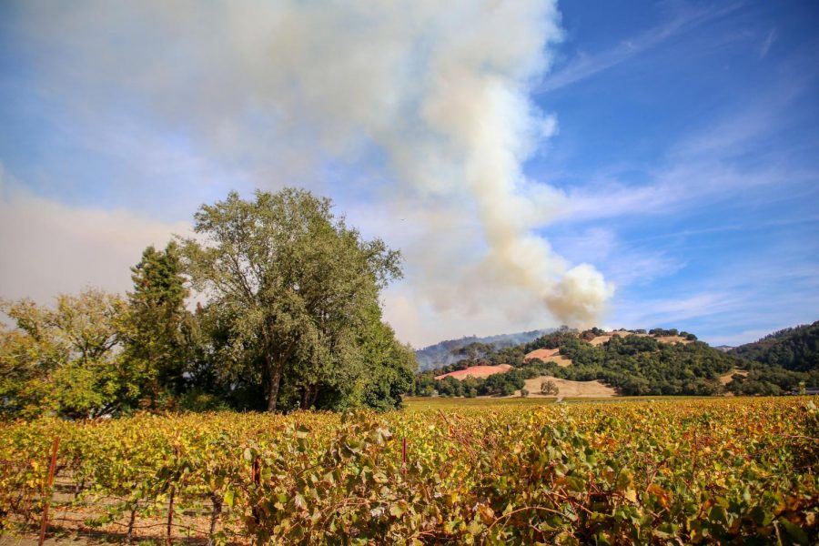 The Kincade fire is seen burning at Alexander Valley Road in Healdsburg on Oct.  24. 