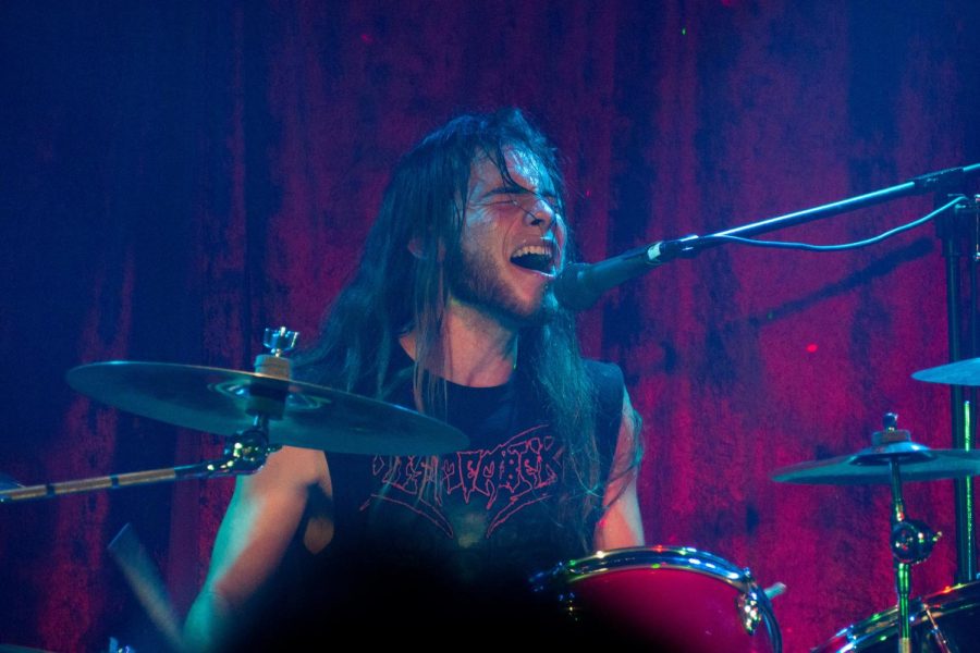 Drummer Rafael Bañuelos, 21, performs on Nov. 9 at 3 Disciples Brewing in Santa Rosa during an Incredulous show.