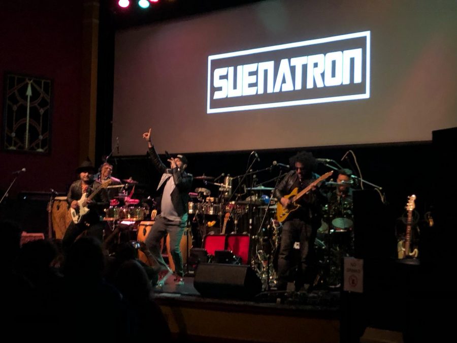 SuenaTron hypes an excitable crowd at the Mystic Theater in Petaluma, California. The band is currently working on its first album and has not yet set a release date.