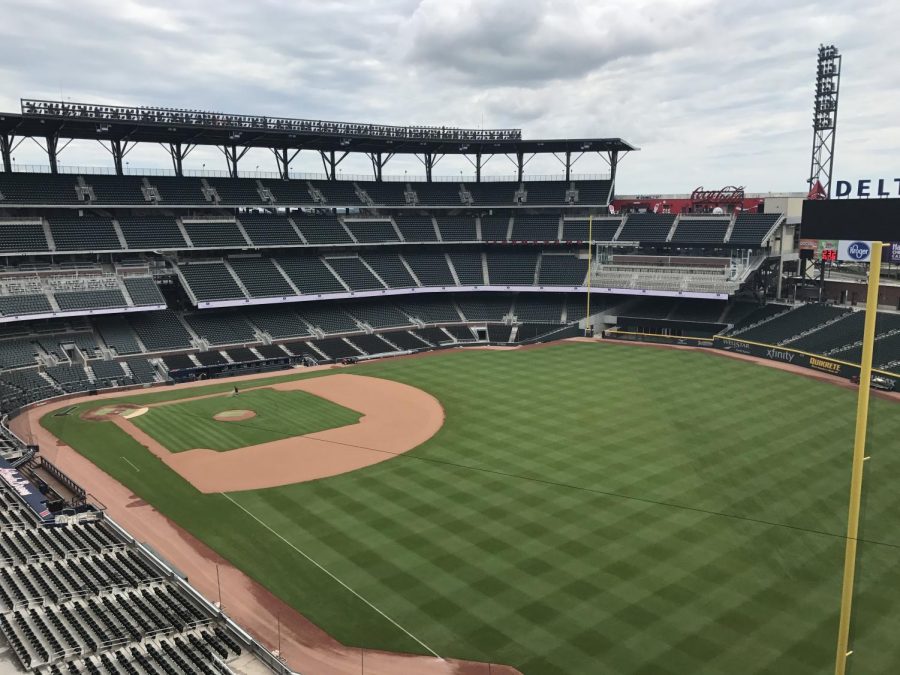 Truist Park home of the Atlanta Braves is one of the many stadiums across the country that sit empty thanks to fallout from the novel coronavirus.