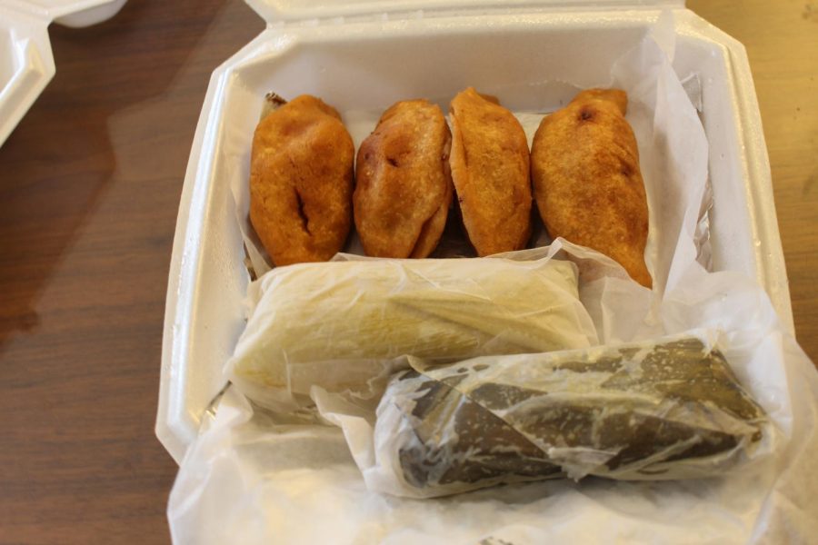 Pupuseria Salvedoreñas  in Santa Rosa serves corn and chicken tamales, pictured here wrapped in plastic. 