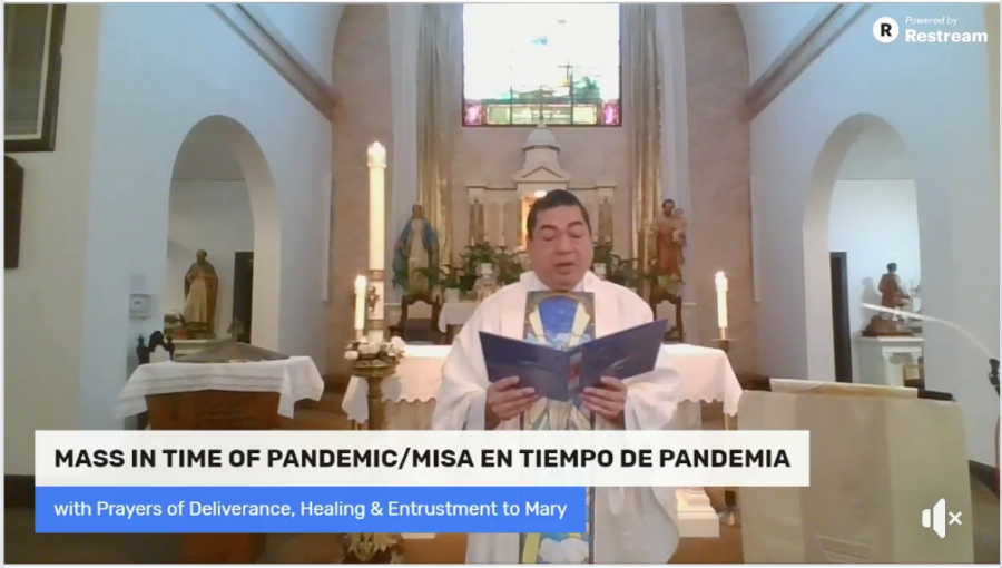 Father+Alvin+Villaruel+of+the+St.+Francis+Solano+Catholic+Church+in+Sonoma+performs+a+special+mass+in+the+time+of+a+pandemic+that+was+suggested+by+the+Order+of+the+United+States+Catholic+Bishops.