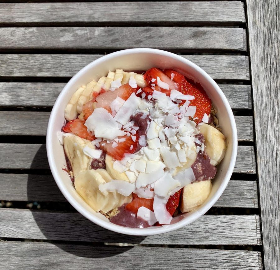 Tropical Bowl from Vitality Bowls in Santa Rosa, on Mendocino Avenue near the SRJC campus.