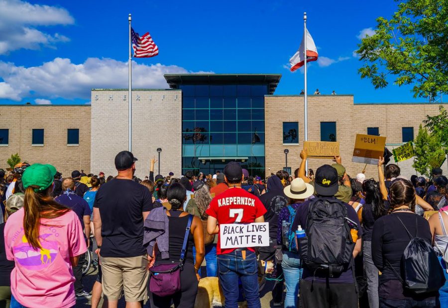 Students, faculty and citizens gather outside the Sonoma County Sheriff’s Office June 6, just a week after the killing of George Floyd.