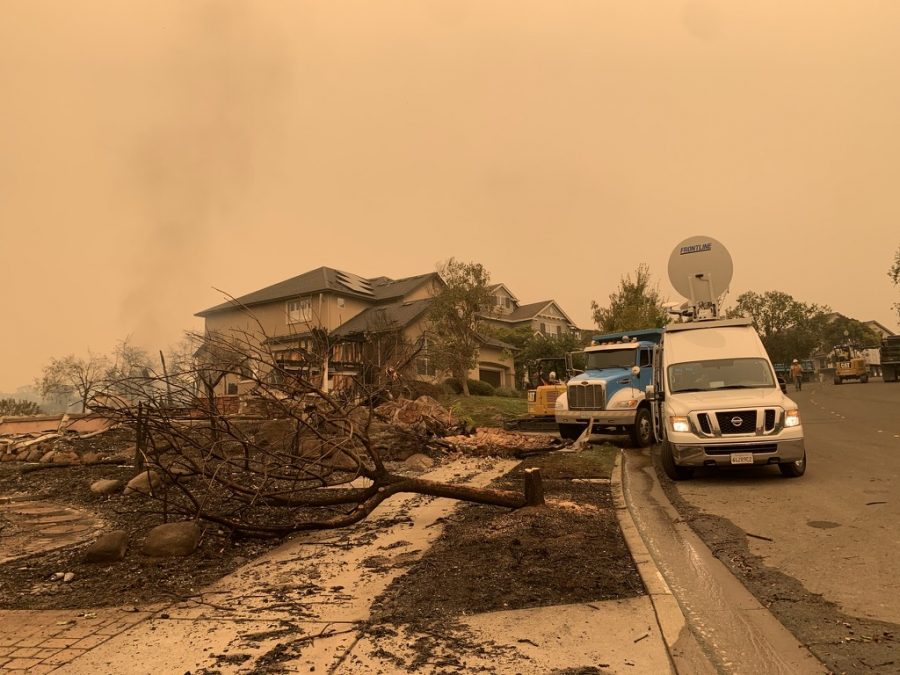 Destroyed homes lie next to untouched ones in Santa Rosa's Skyhawk neighborhood. 