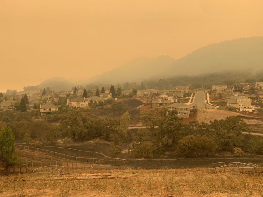 Smoke blankets the Annadel hills.