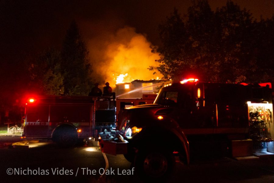 Three engines attack a home on fire on Mountain Hawk Road early Monday morning.