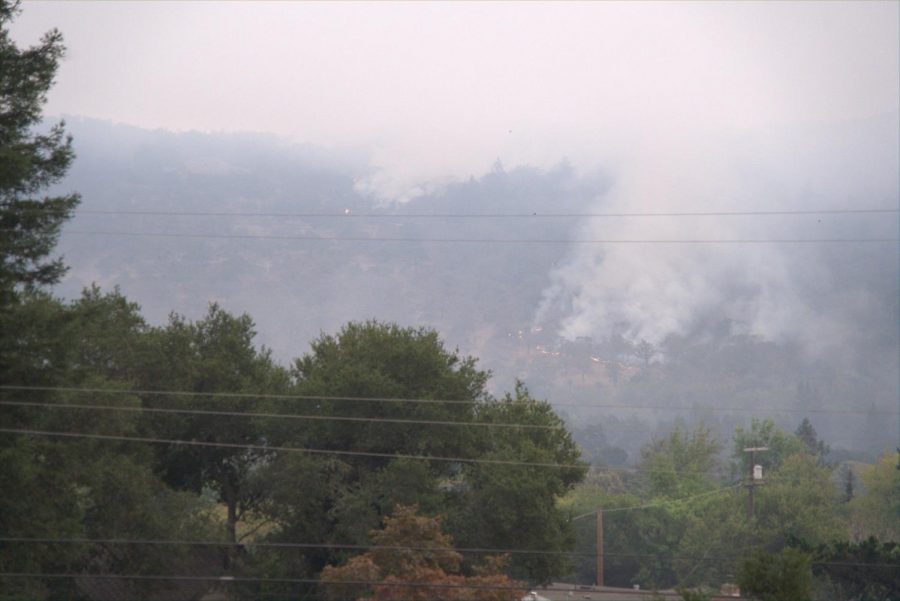 Hot spots flare in the Annadel hills Monday, Sept. 28, 2020. 