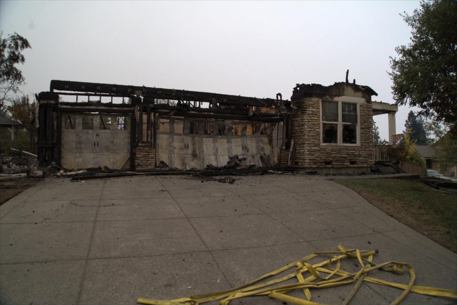 The Glass Incident leaves a house on Mountain Hawk Drive with only its exterior walls.