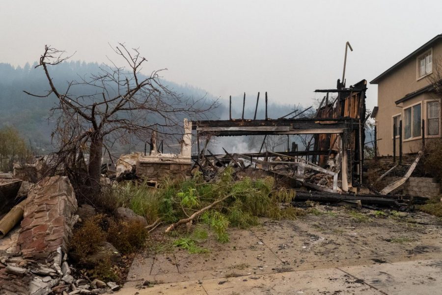 Not much remains of a home on Mountain Hawk Drive after the Glass Incident fire tore through east Santa Rosas Skyhawk neighborhood.