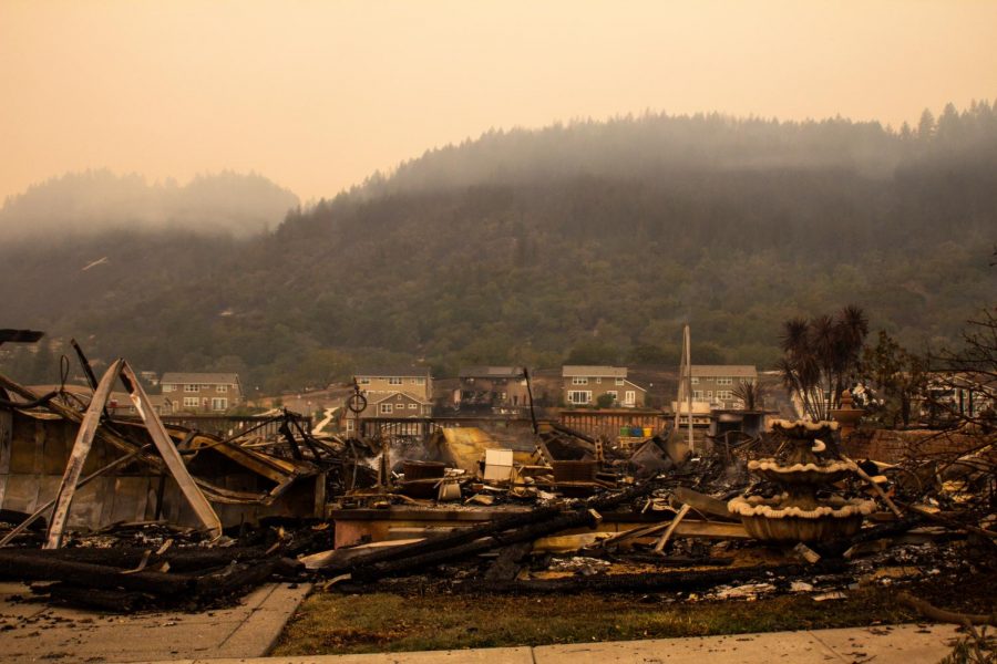 Debris of a house that once stood on the 5800 block of Mountain Hawk Road in Santa Rosa.