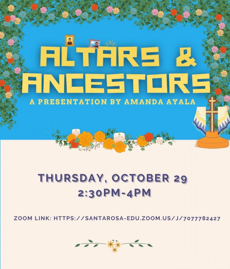 Local artist and SRJC alum Amanda Ayala will “Altars and Ancestors” from 2:30-4 p.m. Oct. 29. Ayala encourages people from all backgrounds to participate even if you have limited experience or knowledge of the Día de los Muertos traditions.