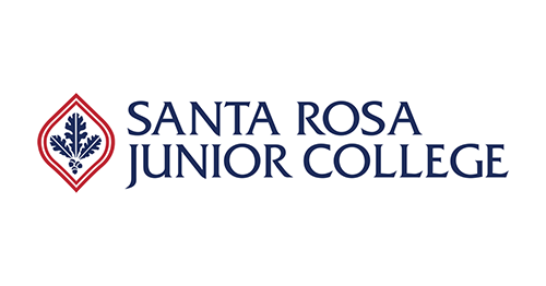 SRJC logo and Santa Rosa junior college on a white background