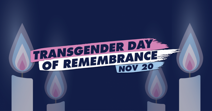 Graphic of candles with text that reads "Transgender Day of Remembrance Nov 20"