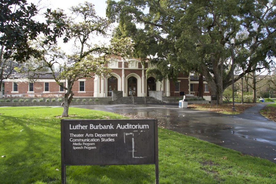 An image of SRJC's Luther Burbank Auditorium, home to SRJC's theatre programs.