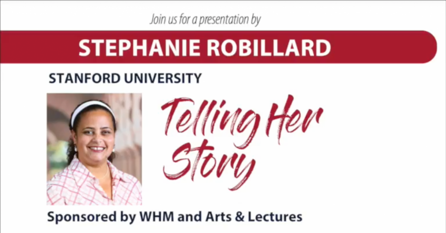 A poster for Stephanie Robillard's "Telling Her Story" event about the importance of diverse literature.