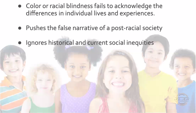 A slide about the disadvantages of colorblindness with regard to young children.