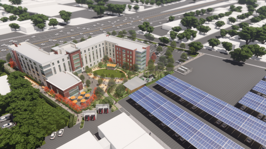 A bird's eye view of planned student housing.