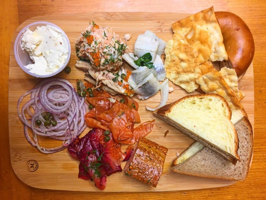 The smoked and pickled fish board from Grossmans Noshery & Bar.