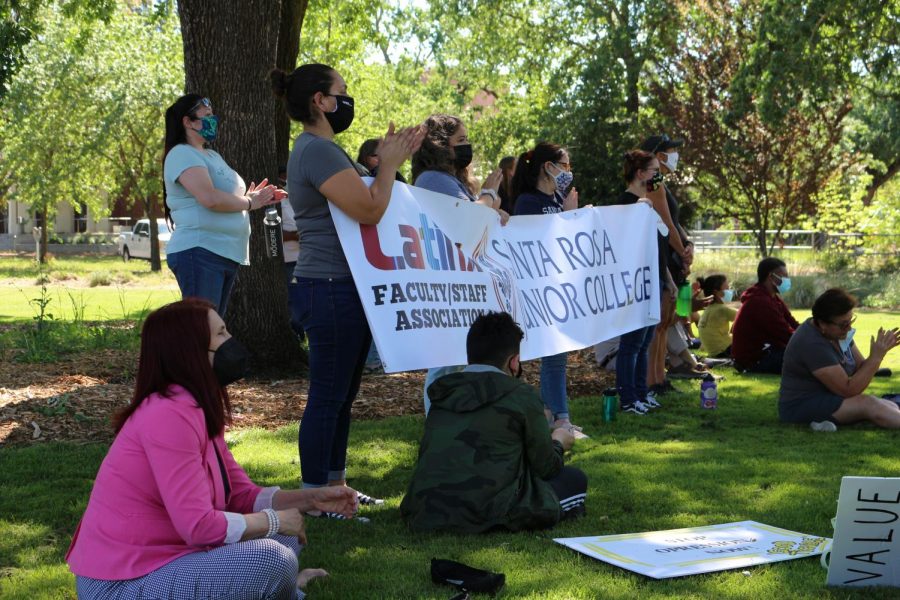 Latinx students and faculty representatives attend the protest in solidarity.