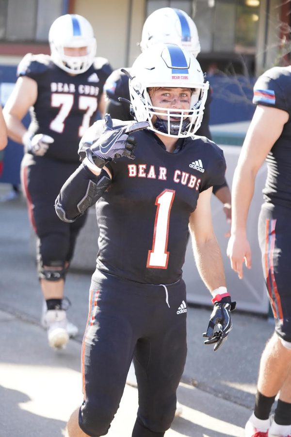 Jorgen Sarganis poses before a game wearing the Bear Cubs all black uniforms at Bailey Field. 