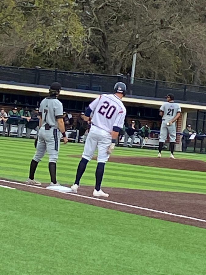 Bear Cubs outfielder Jared Sundstrom makes it to first base after Diego Moran walked him.