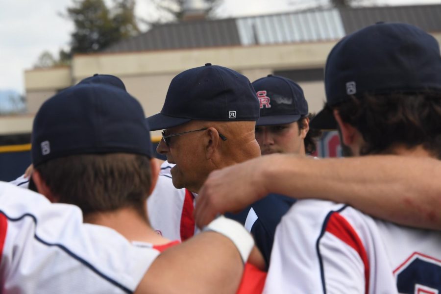 Bear Cubs coach assistant coach Tom Francois hypes up the team before its March 15 game against Folsom Lake in Santa Rosa.