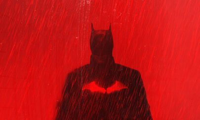 A silhouetted photo of Batman from "The Batman."