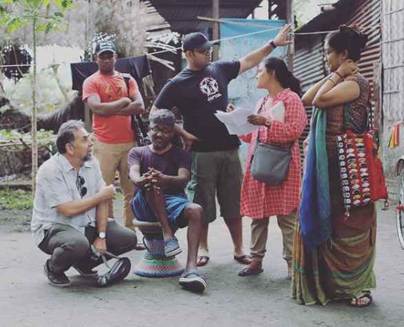 Eric J. Adams (left) and director Amitabh Reza Chowdhury’s (third from left) latest film “Rickshaw Girl,” set in Bangladesh, screened at Carole L. Ellis Auditorium on April 6.
