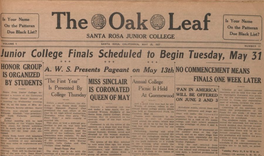The May 25, 1927 issue of The Oak Leaf.