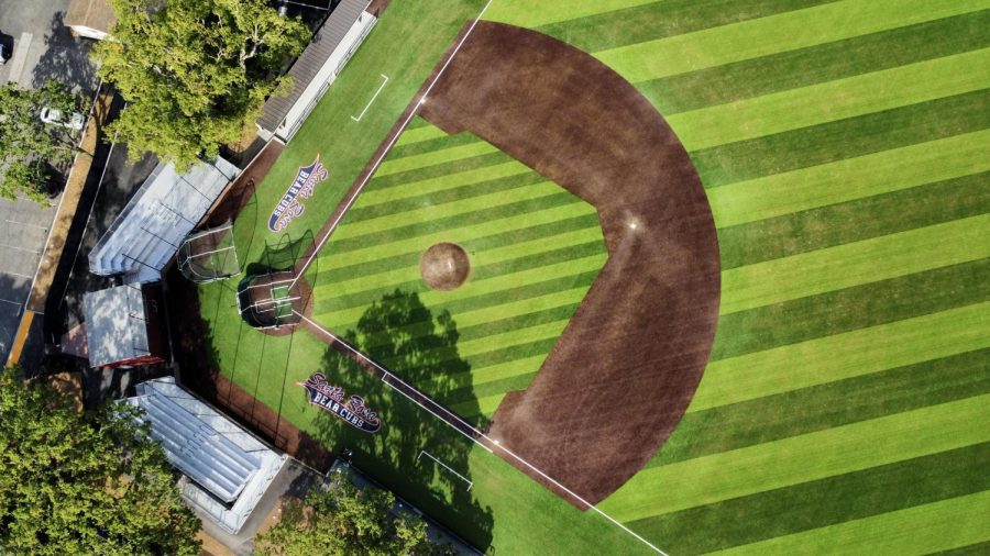 The field at Cook Sypher Field is now entirely turf, including its infield, which is colored brown to look like a traditional dirt base path.