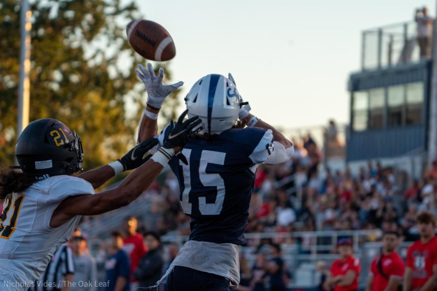 Bear Cubs wide receiver Issac Torres catches an over-the-shoulder pass from quarterback Santino Chavez for a Touchdown against Chabot on Sept. 24, 2022 in Santa Rosa.
