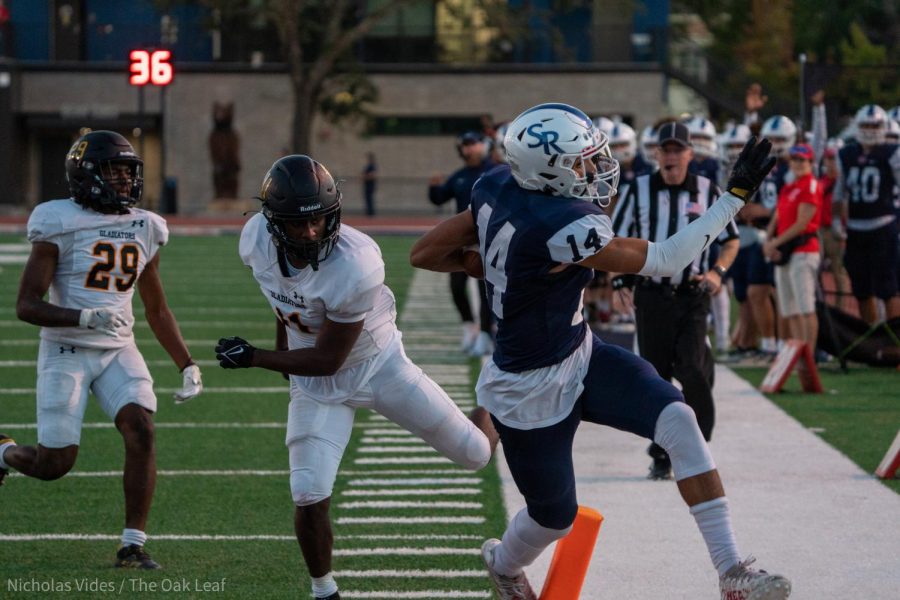 Bear Cubs wide receiver Andre Duvall runs in for a touchdown against Chabot on Sept. 24, 2022 in Santa Rosa.