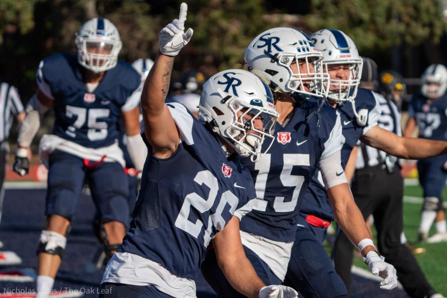 Bear Cubs running back Gavin Lemos celebrates with his teammates after scoring a touchdown against Chabot on Sept. 24, 2022 in Santa Rosa.